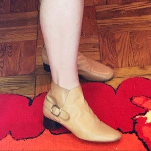 Marimekko Tan Leather Ankle Booties